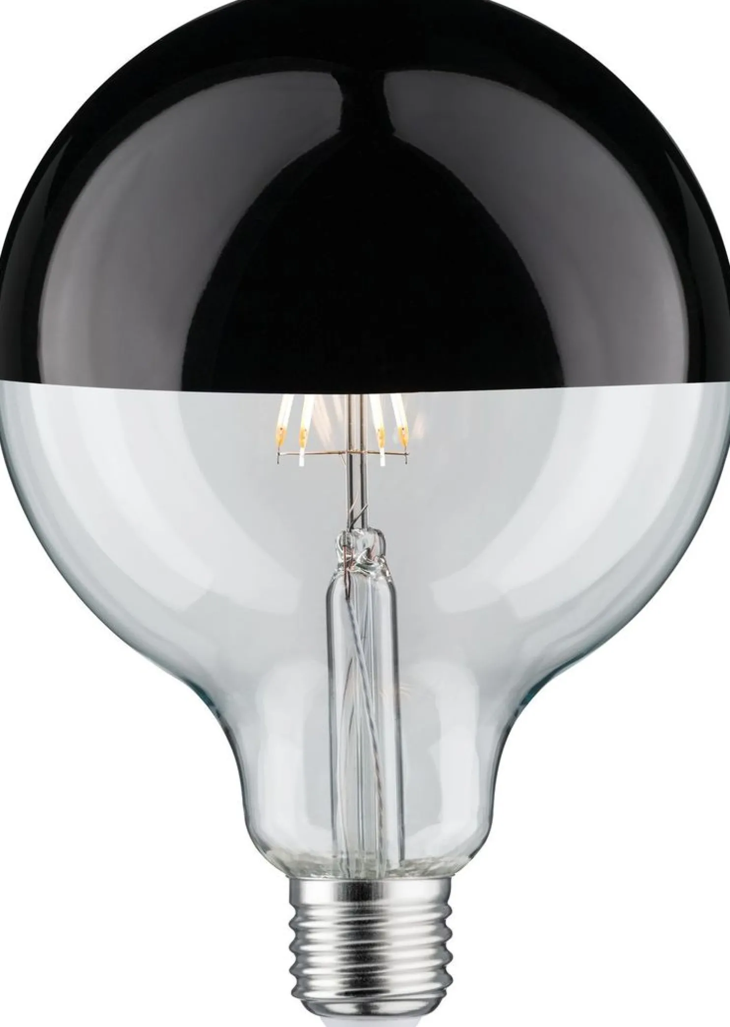 LED-pääpeililamppu Paulmann Modern Classic Edition Globe, E27, G125, 600lm, 6.5W, 2700K, himmennettävä, musta kromi