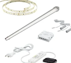 LED-valaisinsetti aamiaiskaappiin Limente ovitunnistin virtalähde 2m IP20 24V, eri vaihtoehtoja