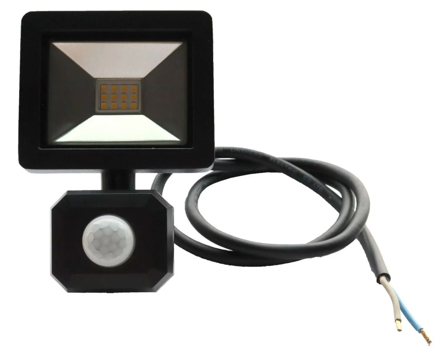 LED-valonheitin LED Energie 10 W 12 V 800 lm 4000 K IP43 0,8 m kumikaapeli PIR-sensori