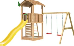Leikkitorni Jungle Gym Cottage 2.1, 2-Swing Module 220, vihreä liukumäki