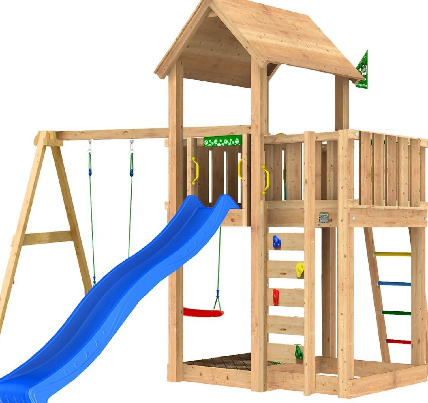 Leikkitorni Jungle Gym Mansion 2.1, 2-Swing Module 220, sininen liukumäki