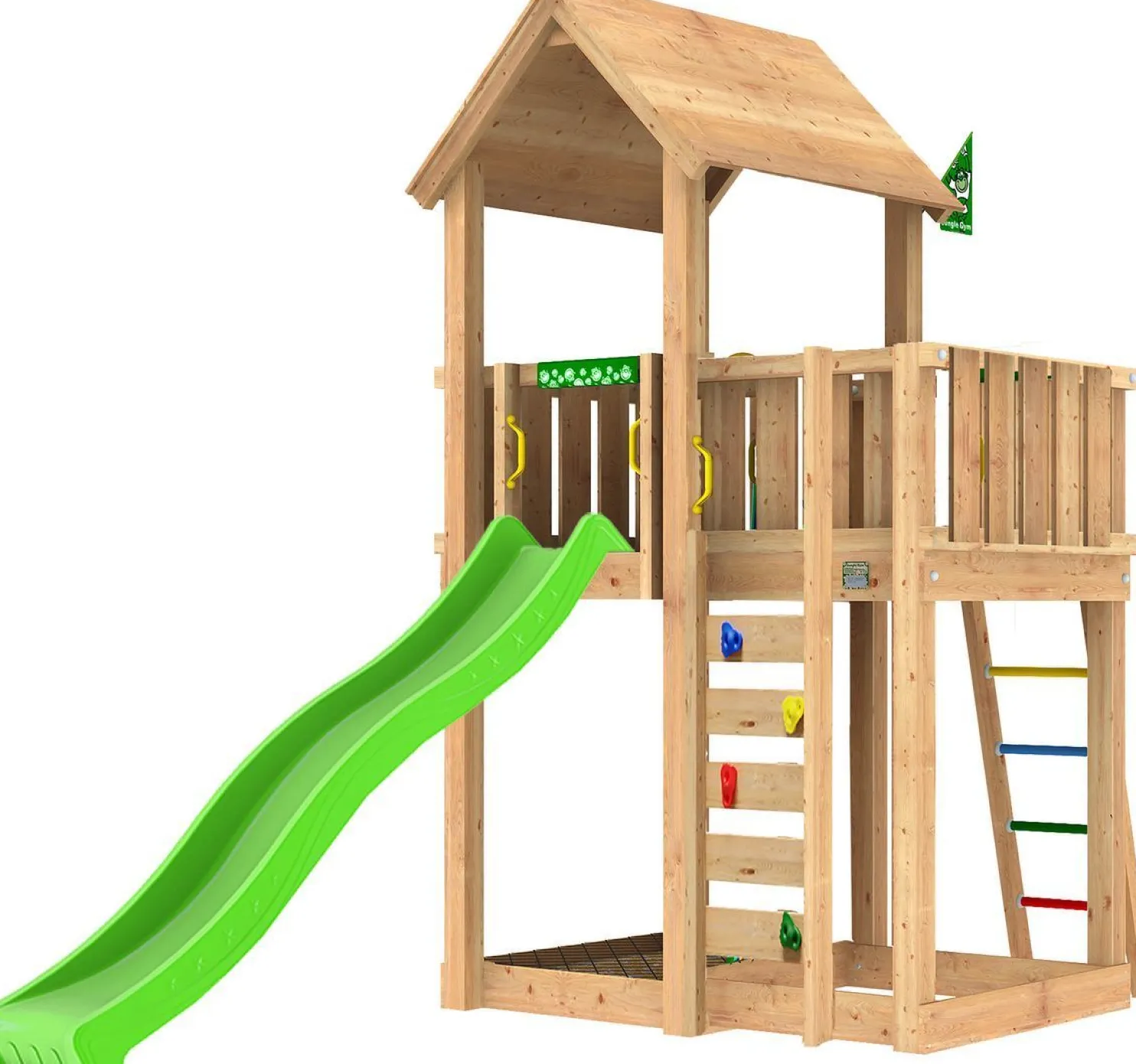 Leikkitorni Jungle Gym Mansion 2.1, vihreä liukumäki