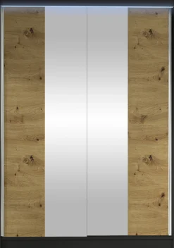 Liukuovivaatekaappi Nomla LINO II, LED-valaistuksella, peilillä, 120x200cm