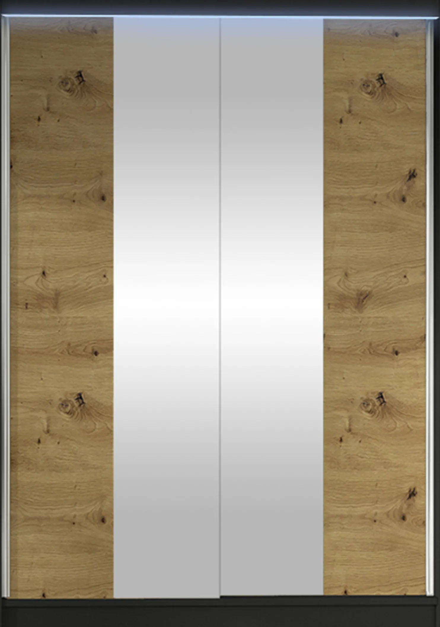 Liukuovivaatekaappi Nomla LINO II, LED-valaistuksella, peilillä, 120x200cm