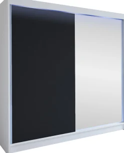 Liukuovivaatekaappi Nomla TALIN I, LED-valaistuksella, peilillä, 180x215cm