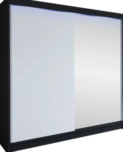 Liukuovivaatekaappi Nomla TALIN I, LED-valaistuksella, peilillä, 180x215cm