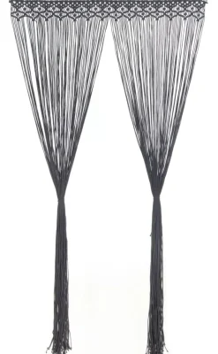 Macrame verho antrasiitti puuvilla 140x240 cm