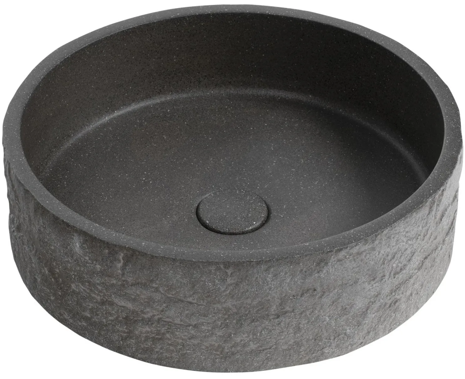 Malja-allas Interia Ispir, 40cm, pohjaventtiili, graniittimusta