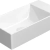 Malja-allas Interia Kube X 50x25cm, tasainen pohja, ei hanareikää, vasen/oikea, ExtraGlaze-pinnoite, valkoinen