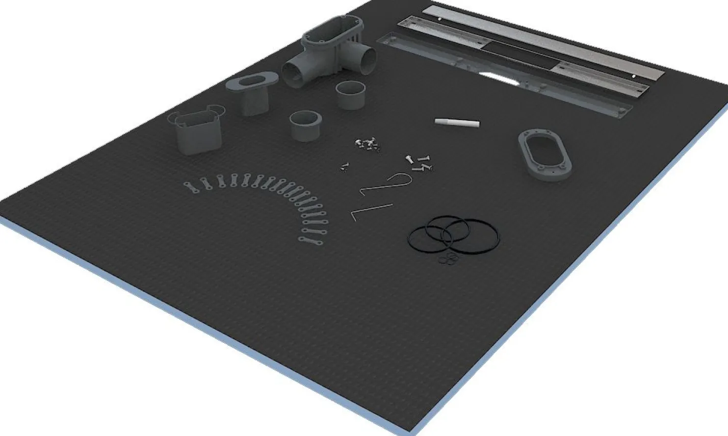 Märkätilalevy lattiaan lineaarisella kaivolla Tycroc STL150 1500x1000x30 mm