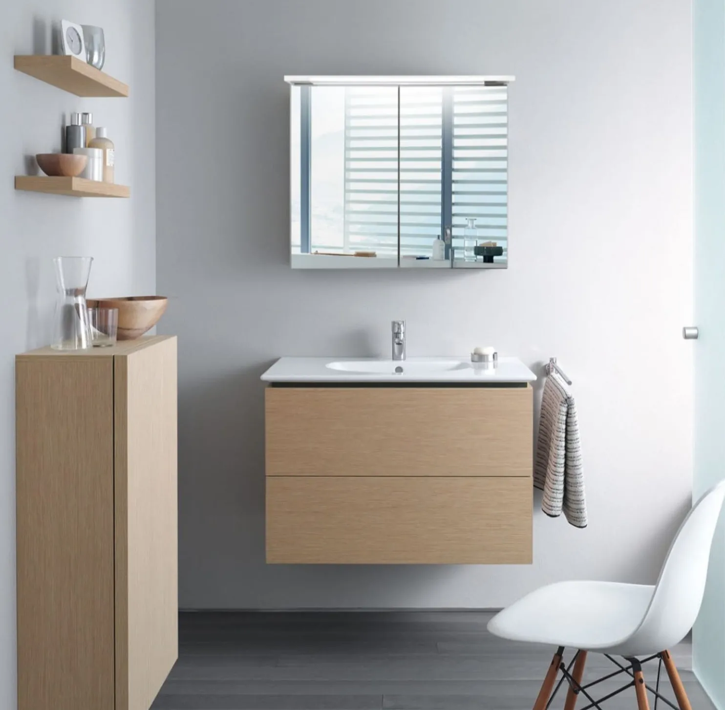 Peilikaappi LED-valaisimella Bathlife Glänsa, valkoinen, eri kokoja