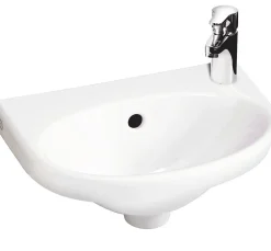 Pesuallas Gustavsberg Nautic, 40 cm, pulttikiinnitys, hananreikä oikealla, ylivuotoaukolla, CeramicPlus