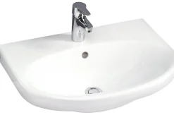 Pesuallas Gustavsberg Nautic, 56 cm, pultti/kannatinkiinnitys, hananreikä keskellä, ylivuotoaukolla, CeramicPlus