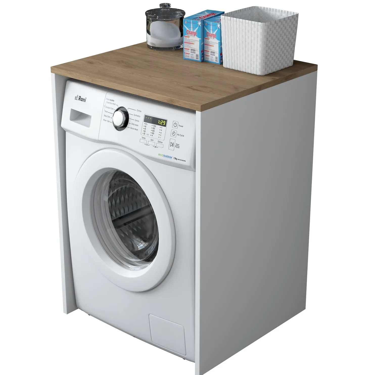 Pesukonekaappi Linento Furniture KD103, pähkinäpuu/valkoinen