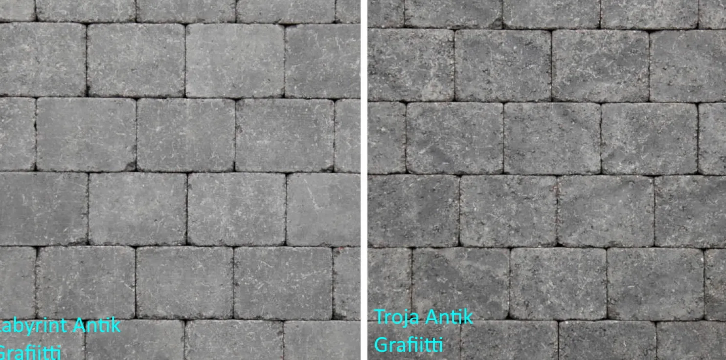 Pihakivi Benders Labyrint/Troja Antik Puolikivi 105x140x50 mm grafiitti