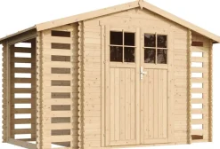 Pihavaja polttopuukatoksella Timbela M391F, 5.47m², eri vaihtoehtoja