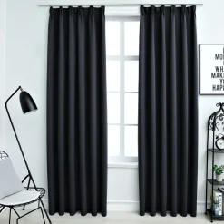 Pimennysverhot koukuilla 2 kpl musta 140x225 cm