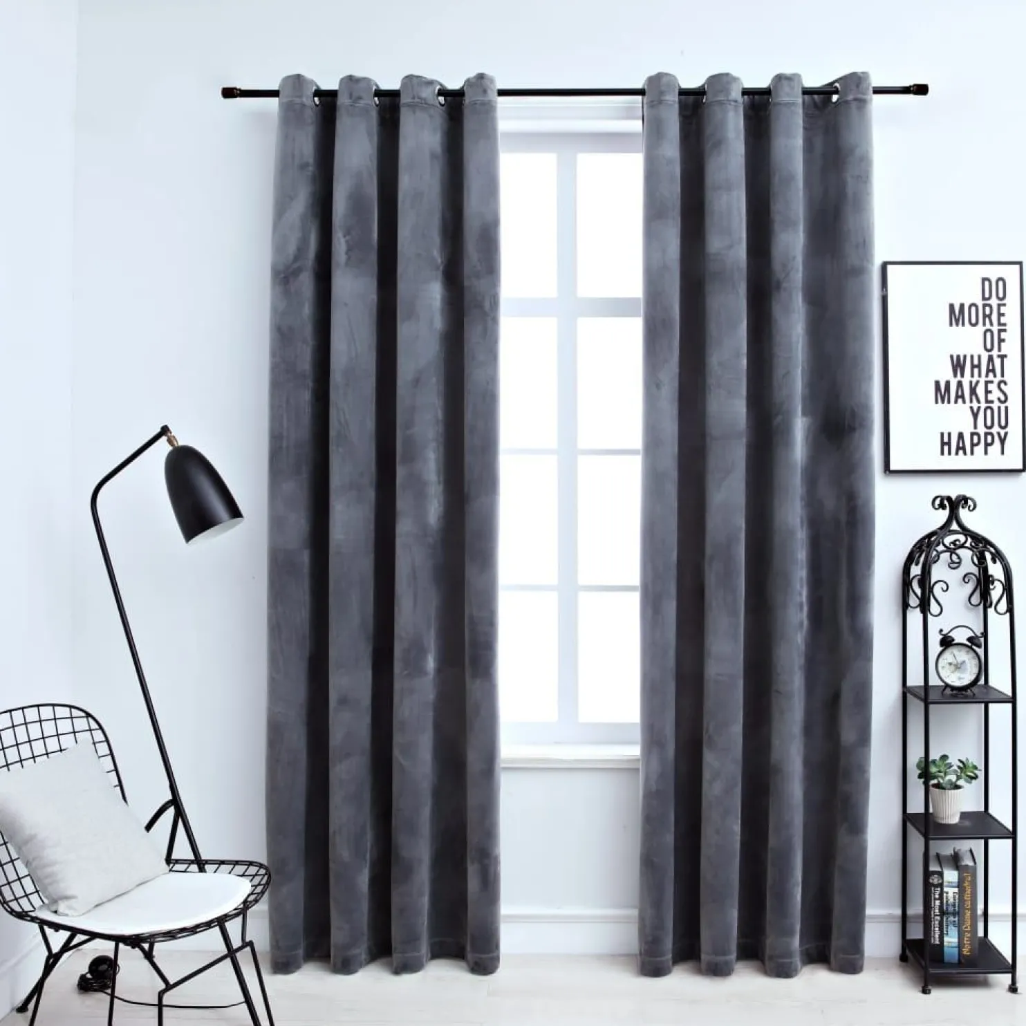Pimennysverhot renkailla 2 kplcm sametti antrasiitti 140x225