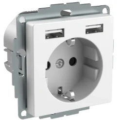 Pistorasia Exxact 1-osainen + 2xUSB-liitin 2,4 A IP20 valkoinen