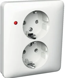 Pistorasia 2-osainen UPJ 2X LED valkoinen Exxact