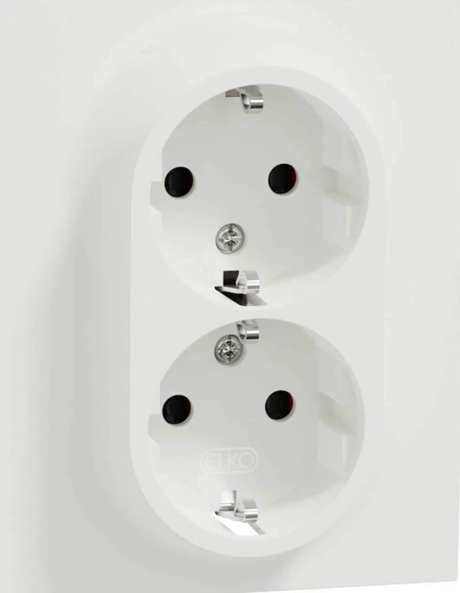 Pistorasia Schneider Electric ELKO One, 2-osainen, 16A, IP21, UPJ, uppoasennus, peitelevyllä, jousiliitos
