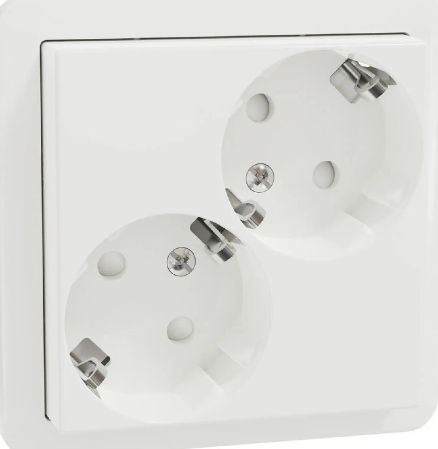 Pistorasia Schneider Electric Exxact DIY, 2-osainen, 16A, IP21, vino, ruuviliitos, valkoinen