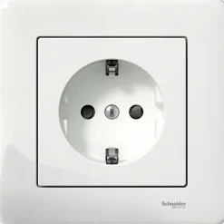 Pistorasia Schneider Electric Exxact, 1-osainen, maadoitettu, ruuviliitos, valkoinen
