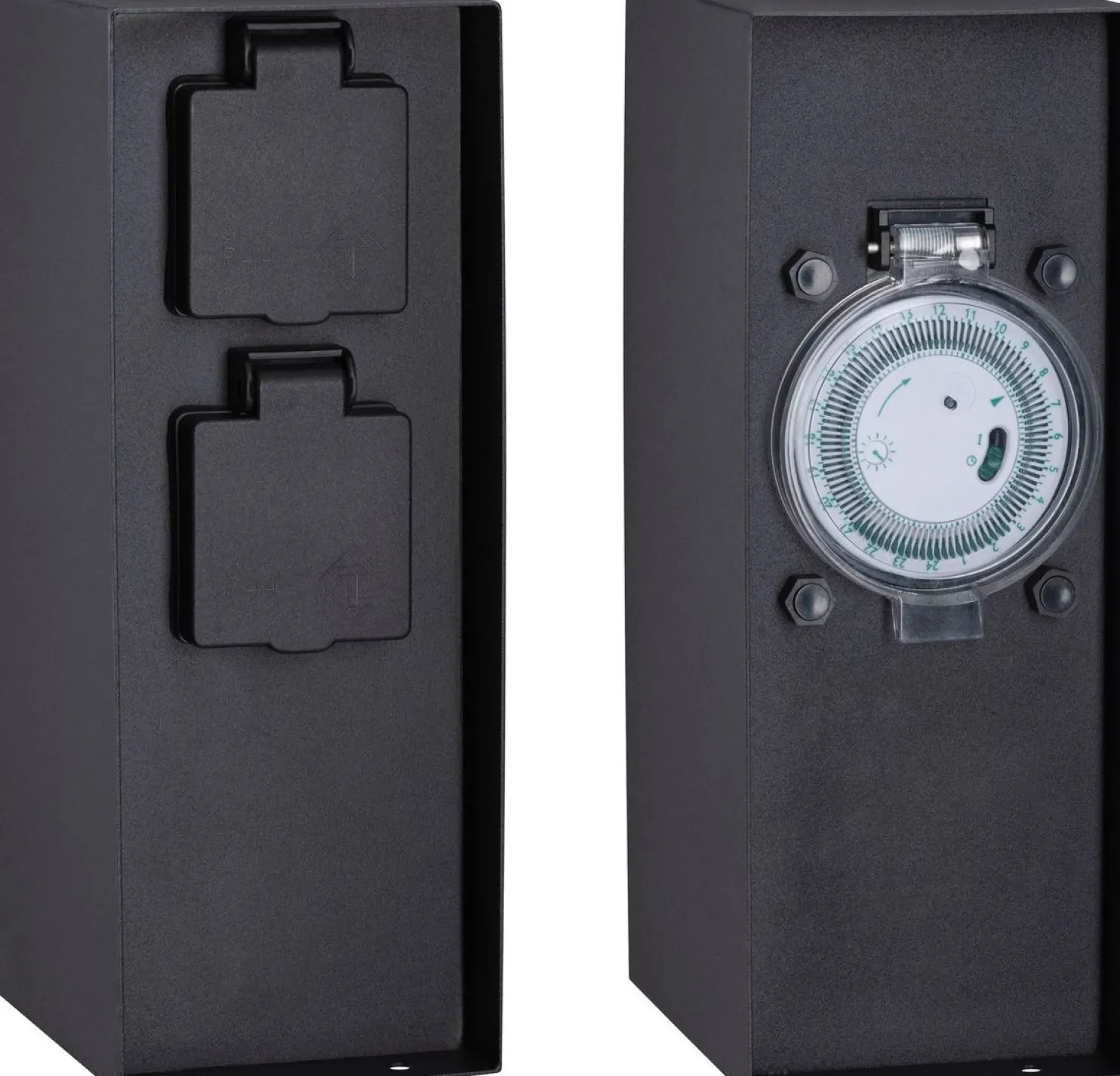 Pistorasiatolppa Paulmann Rio 2 pistorasiaa ajastus 85x120x230mm IP44 antrasiitti