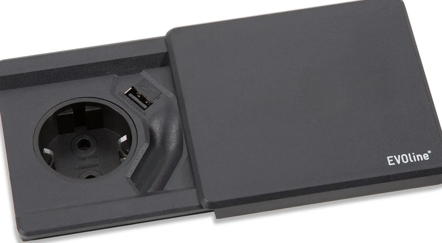 Pistorasiayksikkö Savo Neliö Basic USB-liitännällä musta