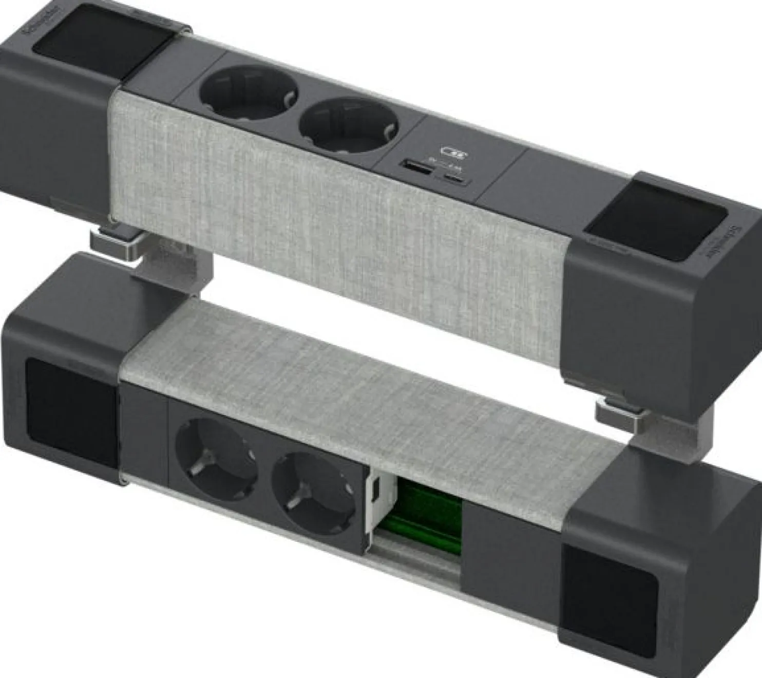 Pistorasiayksikkö Schneider Electric Unica System+ pöytäyksikkö, 2 x Schuko + USB A ja C + RJ