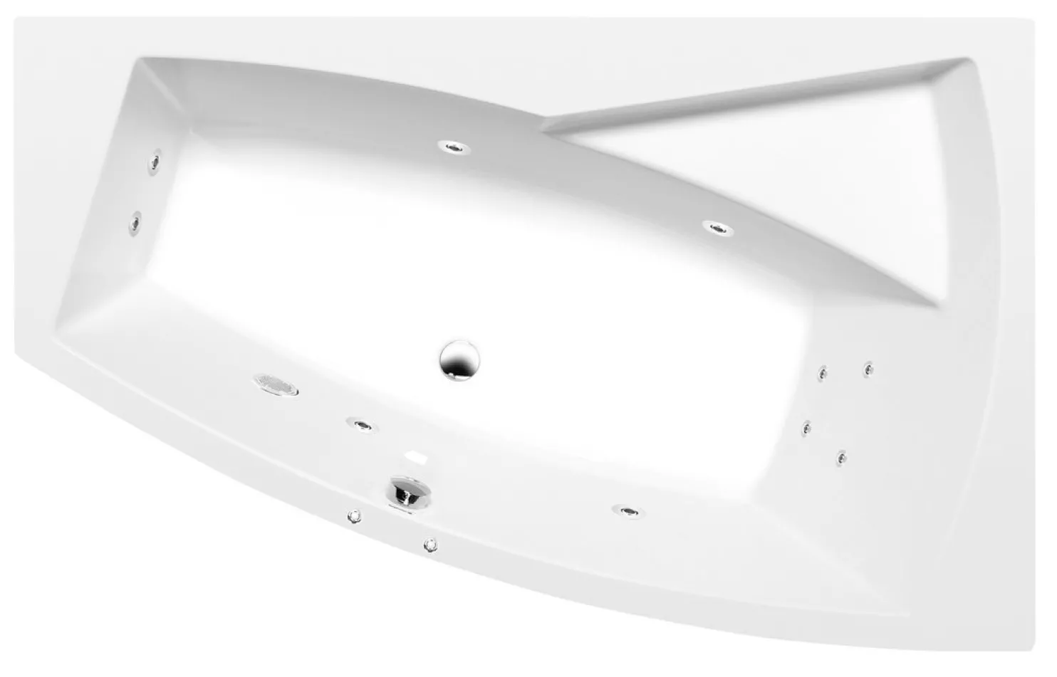 Poreamme Interia Evia Active Hydro, 1600x1000x470mm, oikea, 230l, valkoinen