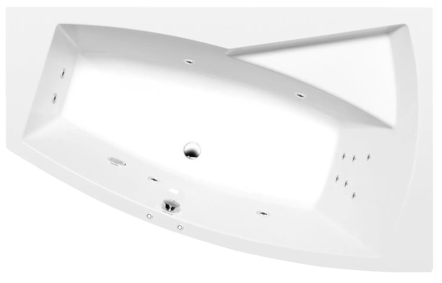 Poreamme Interia Evia Attraction Hydro, 1700x1000x470mm, oikea, 255l, valkoinen