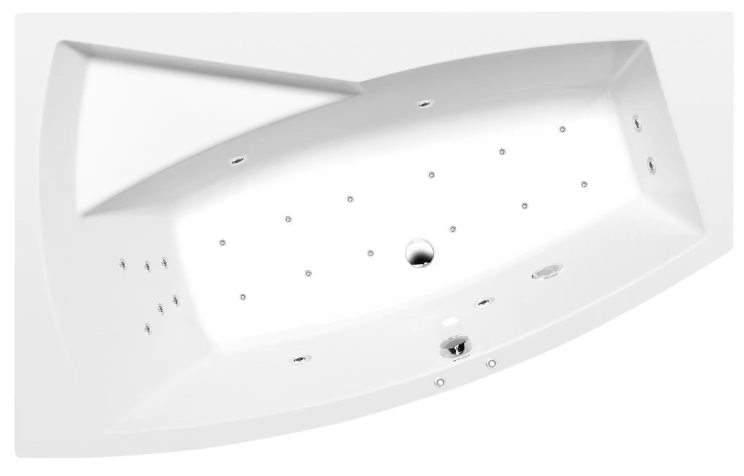 Poreamme Interia Evia Attraction Hydro-Air, 1700x1000x470mm, vasen, 255l, valkoinen