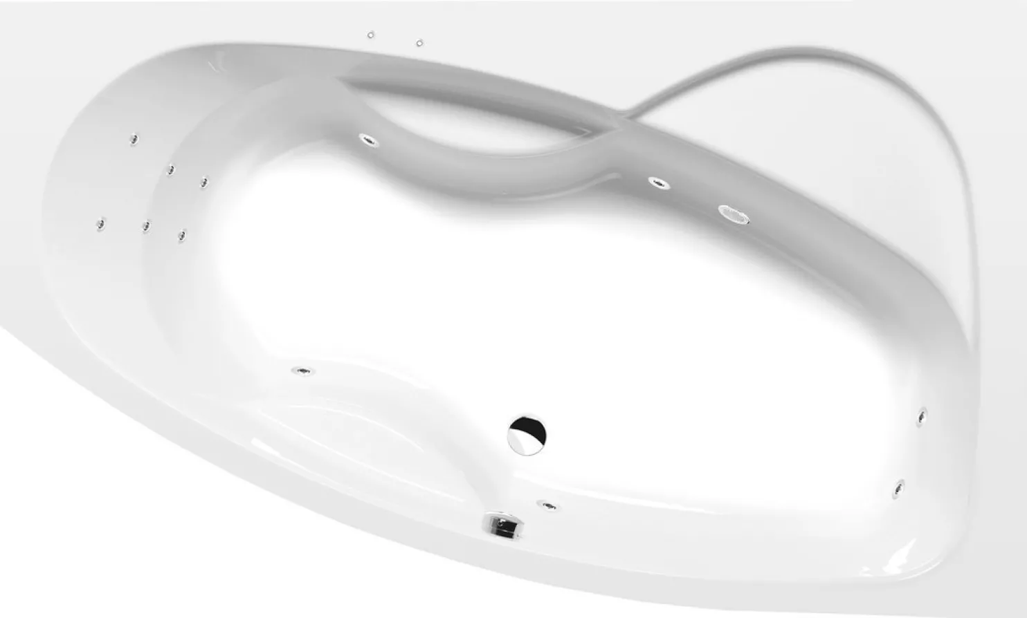 Poreamme Interia Mamba Attraction Hydro, 1600x950x440mm, oikea, 235l, valkoinen