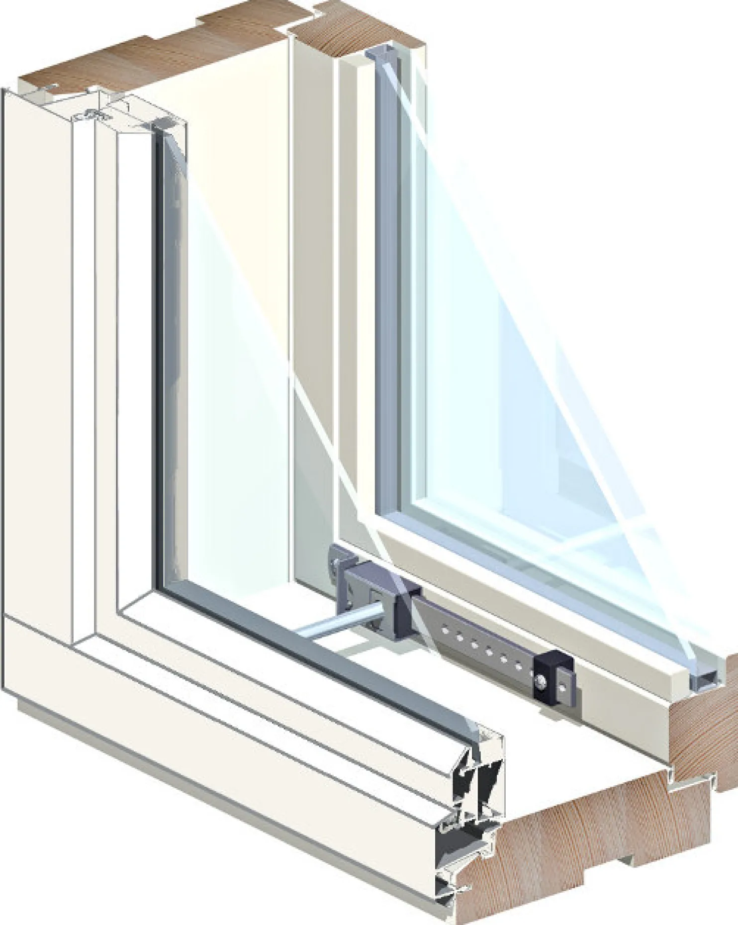 Puu-alumiini-tuuletusikkuna MSEAL 3x9 karmi 131mm