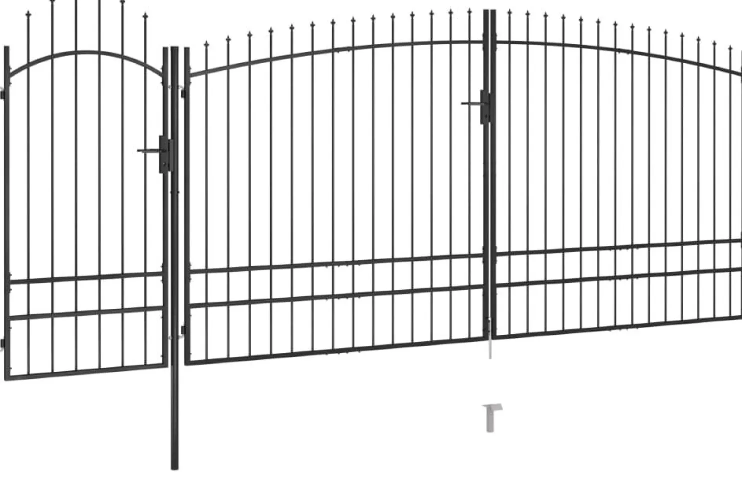 Puutarha-aidan portti keihäskärjillä 5x2.45m musta