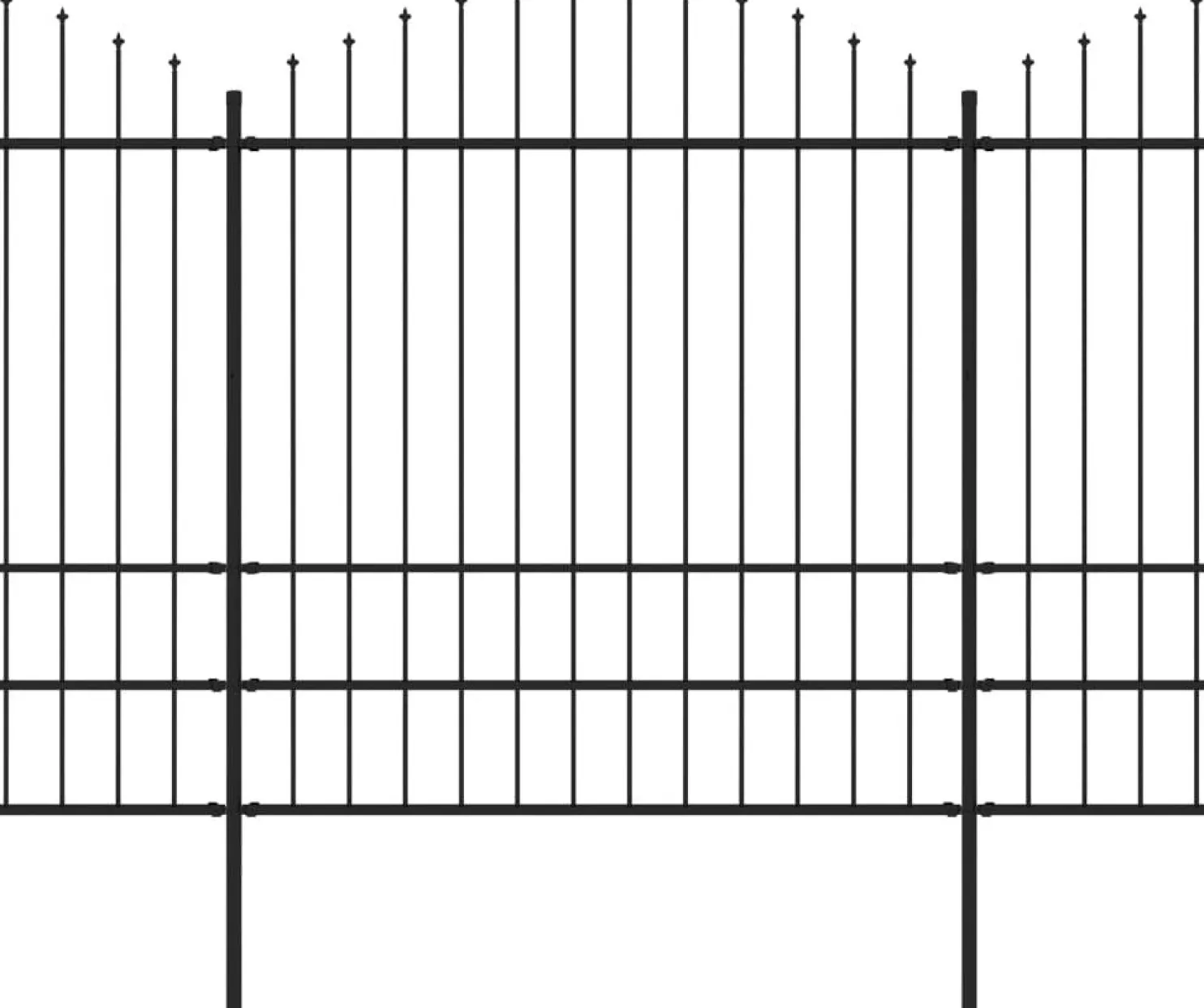 Puutarha-aita keihäskärjillä teräs (1.75-2)x13.6m musta
