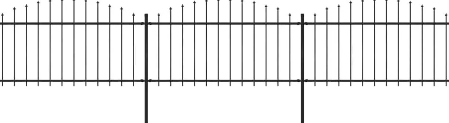 Puutarha-aita keihäskärjillä teräs (1.25-1.5)x5.1m musta