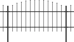 Puutarha-aita keihäskärjillä teräs (1-1.25)x5.1m musta