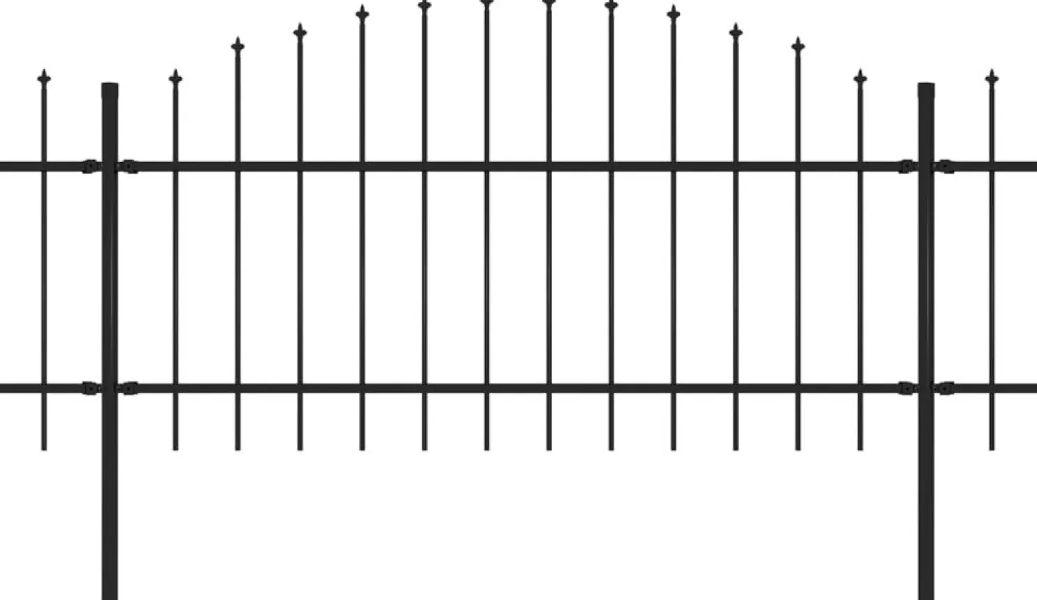 Puutarha-aita keihäskärjillä teräs (1-1.25)x5.1m musta