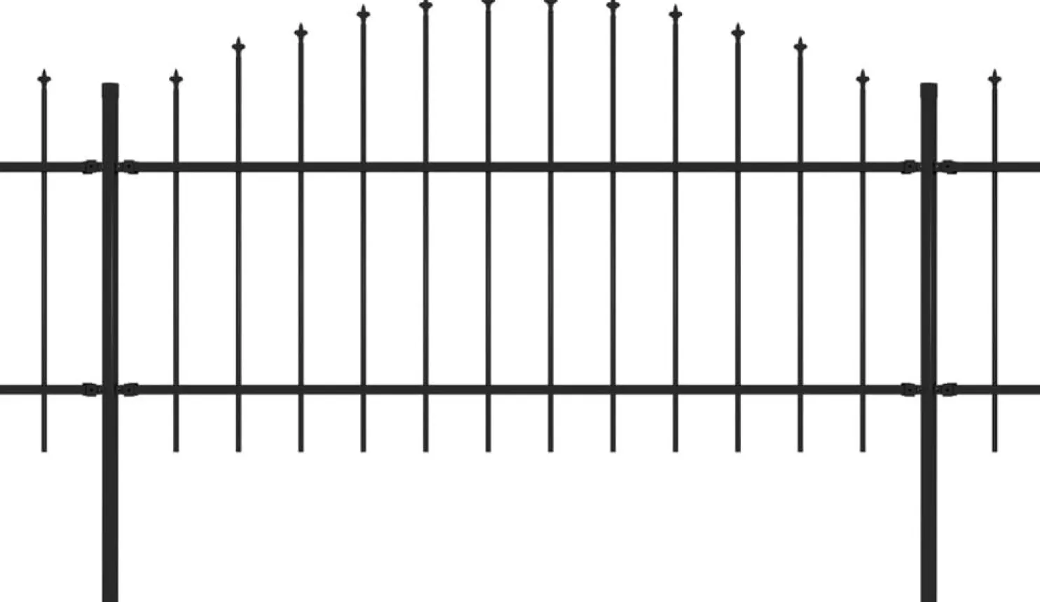 Puutarha-aita keihäskärjillä teräs (1-1.25)x6.8m musta
