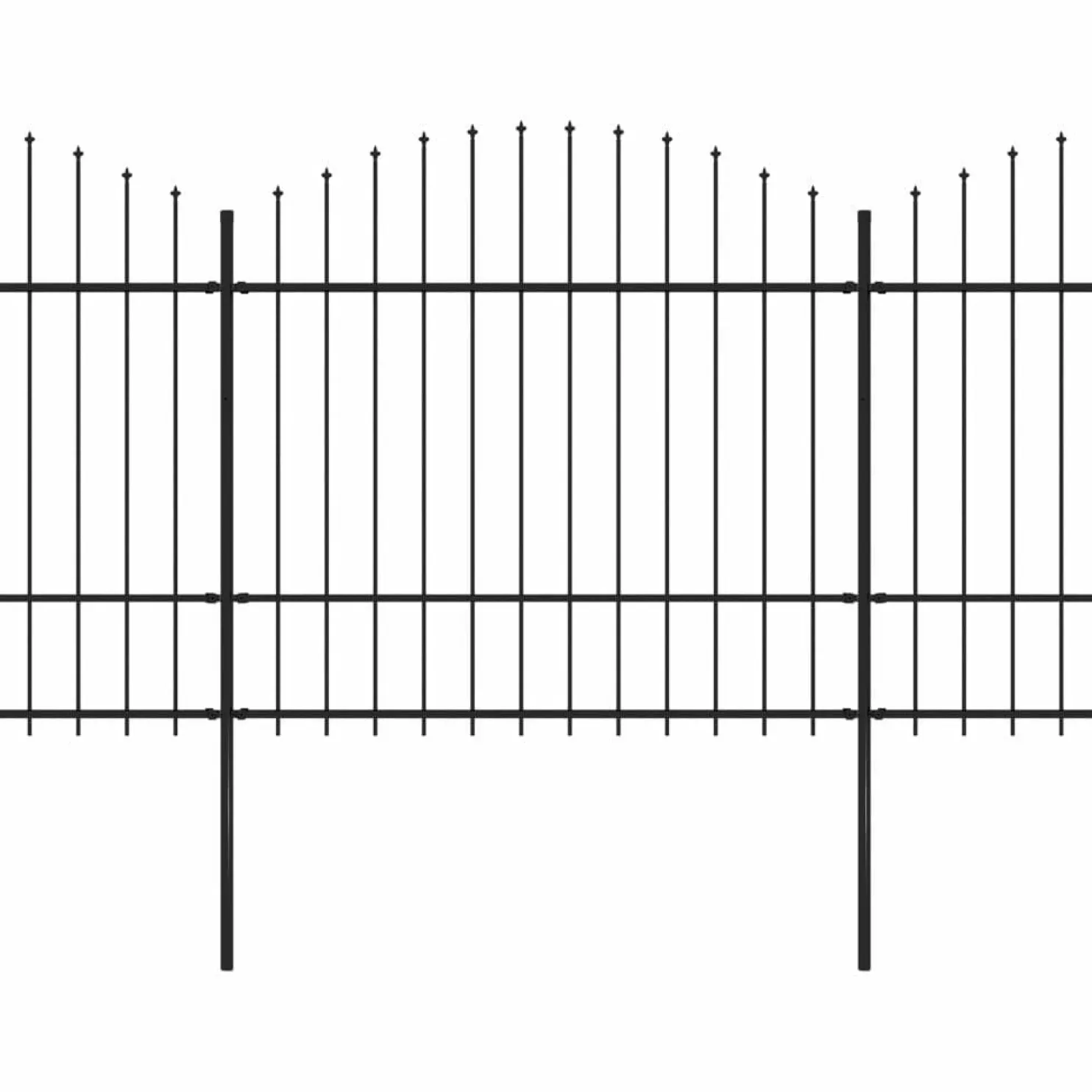 Puutarha-aita keihäskärjillä teräs (1.5-1.75)x6.8m musta