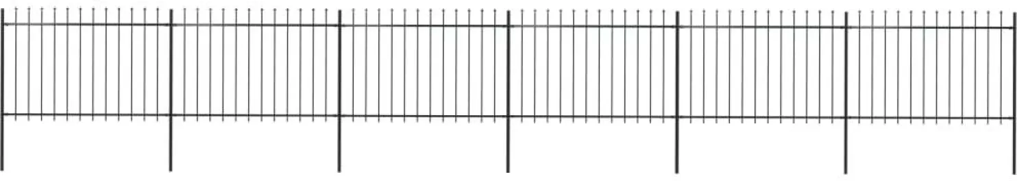 Puutarha-aita keihäskärjillä 10.2x1.2m teräs musta