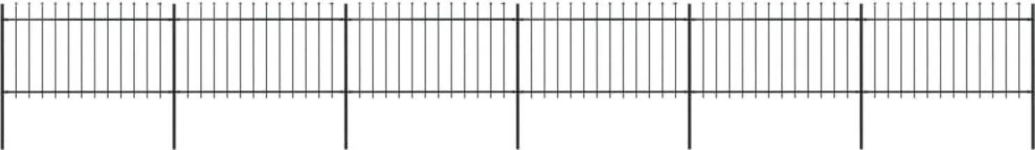 Puutarha-aita keihäskärjillä 10.2x1m teräs musta