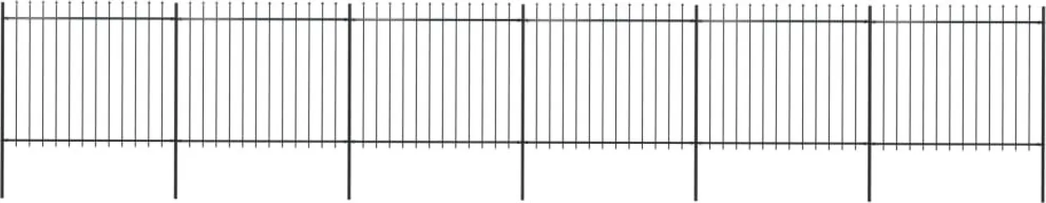 Puutarha-aita keihäskärjillä 10.2x1.5m teräs musta
