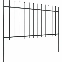 Puutarha-aita keihäskärjillä 6.8x1m teräs musta
