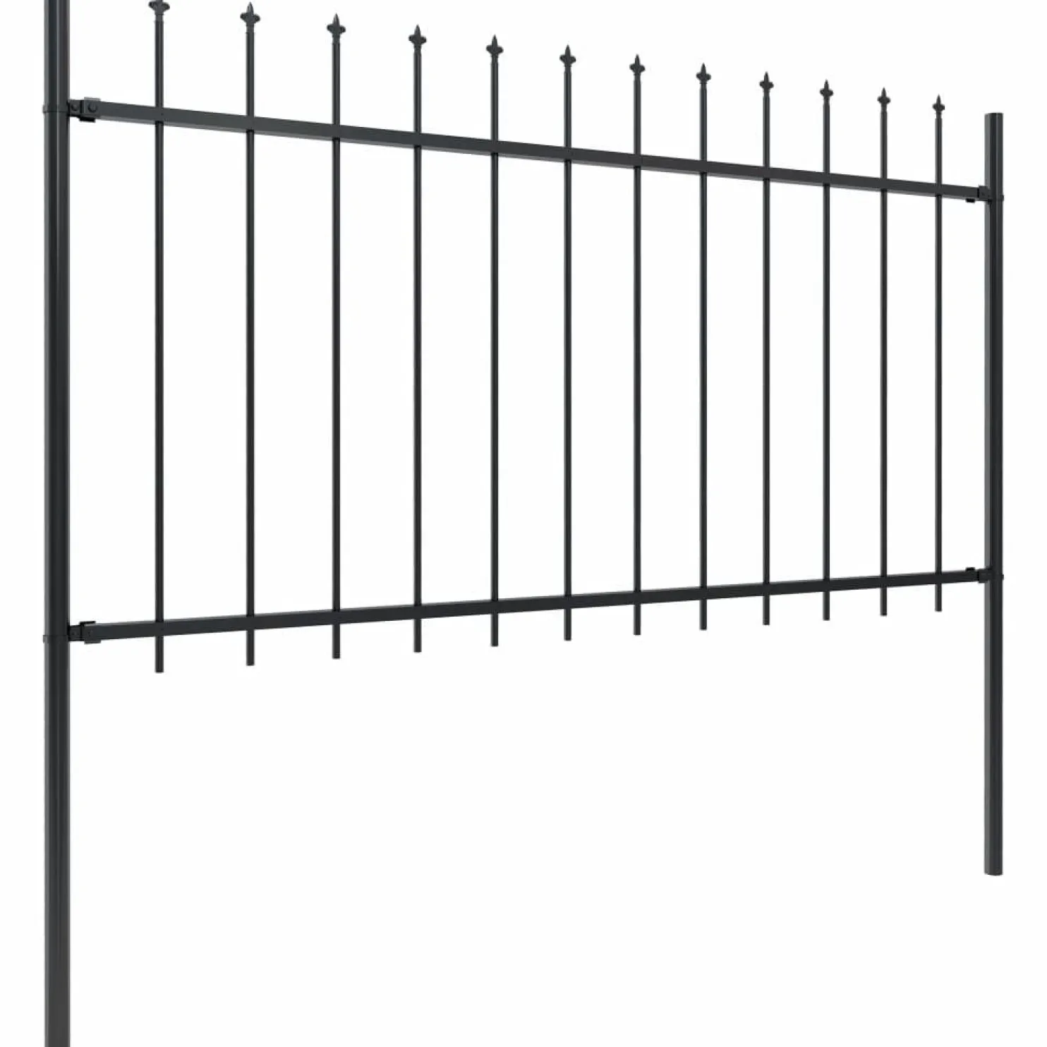 Puutarha-aita keihäskärjillä 6.8x1m teräs musta