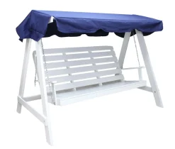 Puutarhakeinu katoksella Baltic Garden Pelle 165cm valkoinen/sininen