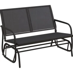 Puutarhan Keinupenkki musta 120,5x76x86,5 cm kangas ja teräs (62708)