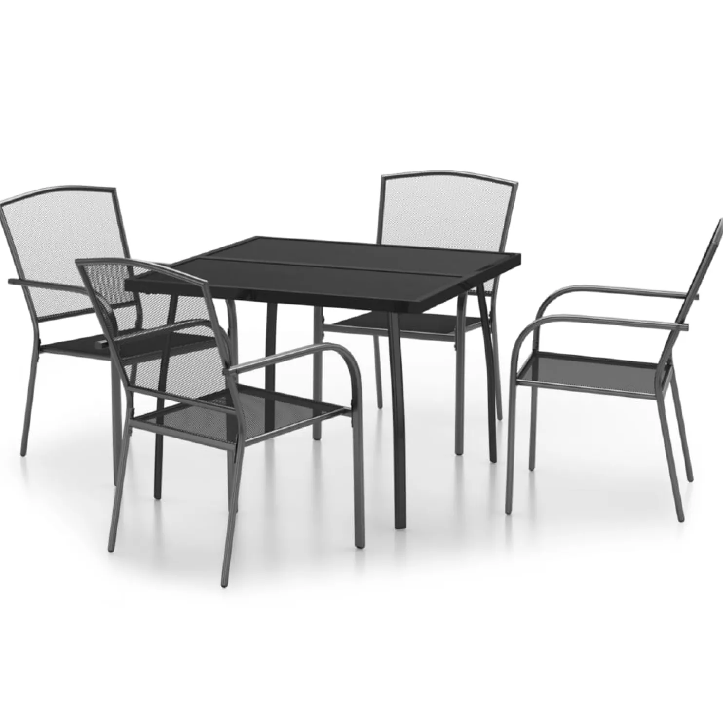 Puutarhan ruokailuryhmä teräs, antrasiitti, eri kokoja ja pakkauskokoja (29903)